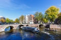 Canal and bridges traditional Dutch houses at Keizersgracht in Amsterdam, Netherlands