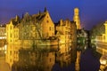 A canal in Bruges with the famous Belfry in Belgium