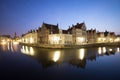 Canal Reflections in Bruges At Night Royalty Free Stock Photo