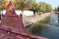 canal in a buddhist temple (wat benchamabophit) in bangkok in (thailand)