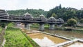 canal and Chengyang Wind and Rain Bridge Royalty Free Stock Photo