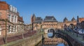 Canal and city gate Koppelpoort in Amersfoort