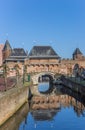 Canal and city gate Koppelpoort in Amersfoort Royalty Free Stock Photo