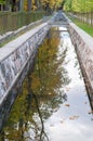 Canal closeup with autumn tree reflection in water Royalty Free Stock Photo