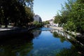 Canal in the cute village of l'Isle sur la Sorgue. Royalty Free Stock Photo