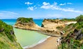 Canal D'Amour or Channel of Love in Sidari, Corfu island in Greece. Famous romantic beach with clay rocky cliffs and