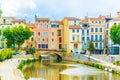 Canal de la robine flowing through the city center of Narbonne, France Royalty Free Stock Photo