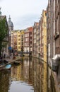 Canal in De Wallen district of Amsterdam Royalty Free Stock Photo