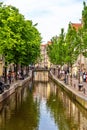 Canal in De Wallen district of Amsterdam Royalty Free Stock Photo