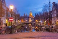 Amsterdam red-light district at dusk