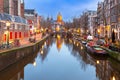 Amsterdam red-light district at dusk