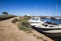 Canal du Midi and Les Onglous lighthouse, Agde, France Royalty Free Stock Photo