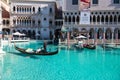 canal with gondolas and singing gondoliers,Italian Architecture.Venice-themed luxury hotel and casino on the Las Vegas Strip in