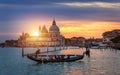 Canal with gondolas in Venice, Italy. Architecture and landmarks