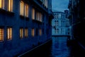 Canal in Venice, Italy at night. Royalty Free Stock Photo