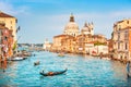 Canal Grande and Basilica di Santa Maria della Salute at sunset in Venice, Italy Royalty Free Stock Photo