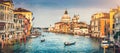 Canal Grande and Basilica di Santa Maria della Salute at sunset in Venice, Italy Royalty Free Stock Photo