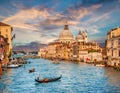 Canal Grande with Santa Maria Della Salute at sunset, Venice, Italy Royalty Free Stock Photo