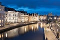 Canal Graslei in centre of ghent in belgium Royalty Free Stock Photo