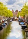 Canal of Haarlem, Netherlands Royalty Free Stock Photo