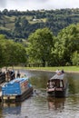 Canal holiday rental boats on the Llangollen Canal, Wales, UK