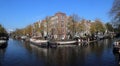 Canal with house boats in Amsterdam, Holland Royalty Free Stock Photo