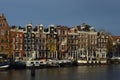 Canal houses and boats, Amsterdam, Netherlands Royalty Free Stock Photo