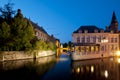 Canal houses of Bruges by night, Belgium