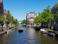 Canal in Leiden Oude Rijn Royalty Free Stock Photo