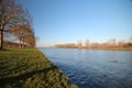 Canal named Amsterdam Rijnkanaal at Houten in the morning sun, canal is connecting the harbor of Amsterdam with the river Rhine. Royalty Free Stock Photo