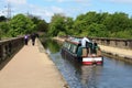 Canal narrow boat, Lune Aqueduct, Lancaster Canal Royalty Free Stock Photo