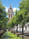 Canal and the old church Oute Kerk in Delft