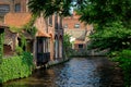 Canal with old houses in Bruge, Beligum