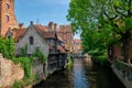 Canal with old houses in Bruge, Beligum