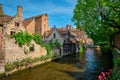 Canal with old houses in Bruge, Beligum