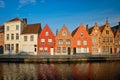 Canal and old houses. Bruges Brugge, Belgium Royalty Free Stock Photo