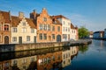 Canal and old houses. Bruges Brugge, Belgium Royalty Free Stock Photo