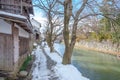 A canal in Omihachiman city, Shiga prefecture. Royalty Free Stock Photo