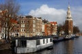 Canal Oudeschans in Amsterdam, Netherlands