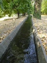 Canal in a park with fluent water