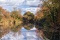 Canal reflecting autumnal colours.