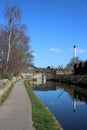 Canal and reflections in Lancaster city centre Royalty Free Stock Photo