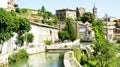 Canal in the river Llobregat as it passes through Gironella Royalty Free Stock Photo