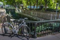 Canal Saint Martin lock with bicycle in Paris