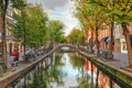 Canal scene in Delft, Netherlands