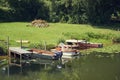 Canal shore rowboat three