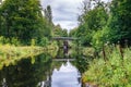 Canal with a sluice at the end in Fagersta Sweden Royalty Free Stock Photo