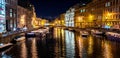 A canal in St. Peterburg, the view at night Royalty Free Stock Photo
