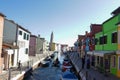 canal on the street of Burano island in Venice in summer during quarantine