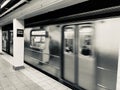 Canal street nyc subway station, train arriving Royalty Free Stock Photo